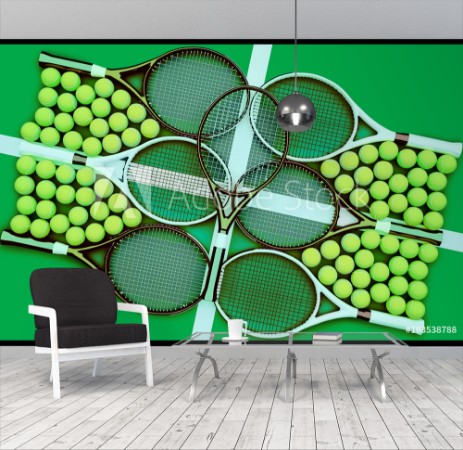Image de Tennis rackets and balls Tennis school